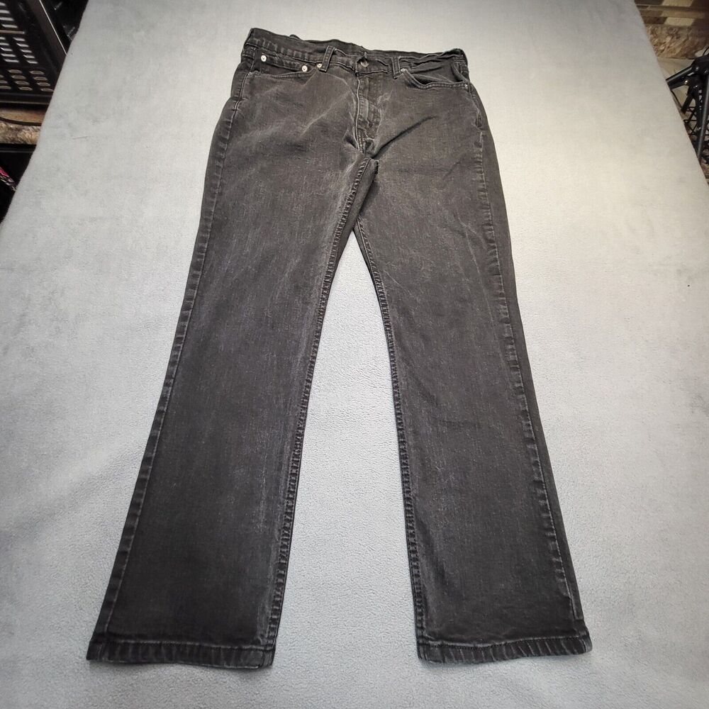 Levis‎ 514 Jeans Mens 34x28 Black Straight Leg Distressed Stretch Denim